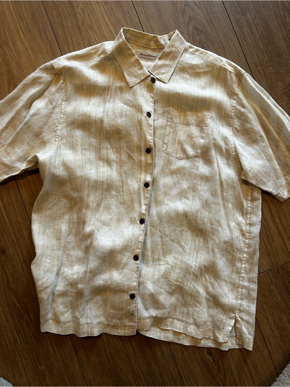 Tommy Bahama Light Beige Linen Camp Shirt